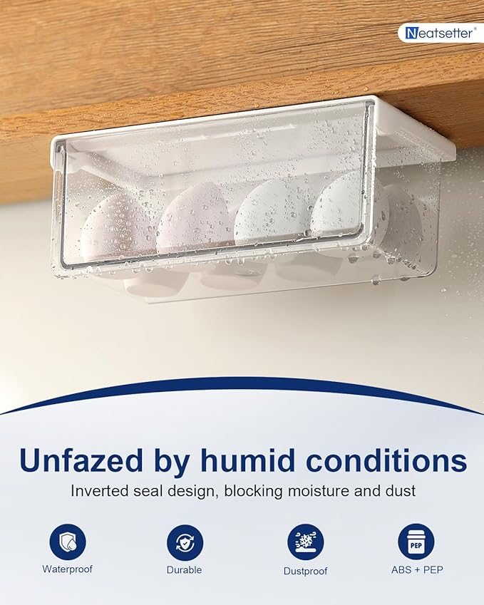 Hanging Cabinet Organizer – 33° Tilted Under Desk Drawer & Bathroom Storage – Self-Adhesive Clear Pull-Out Bins for Kitchen, Office & Vanity (Large)