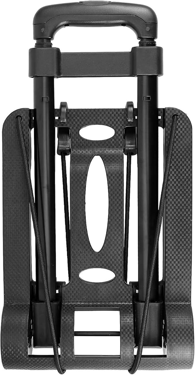 HOZEON Folding Hand Truck, 55 Lbs 25 KG Heavy Duty Solid Construction Utility Cart with 2 Wheels Bonus Bungee Cord,Lightweight Compact Portable Fold Up Dolly for Luggage, Travel, Black