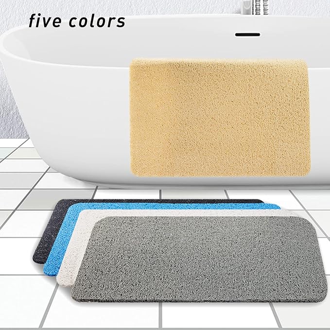 Asvin Soft Textured Bath, Shower, Tub Mat, 24x16 Inch, Phthalate Free, Non Slip Comfort Bathtub Mats with Drain, PVC Loofah Bathroom Mats for Wet Areas, Quick Drying
