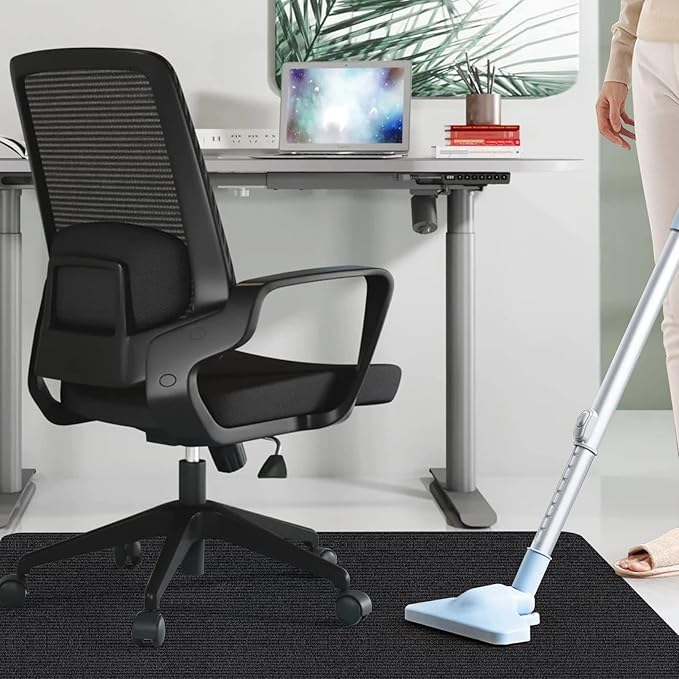 Sycoodeal Office Chair Mat for Hardwood Floor,Office Computer Gaming Chair Mat for Tile Floor,Large Floor Protector Rug,Anti-Slip,Easy to Clean,Pure Black(48"x36")