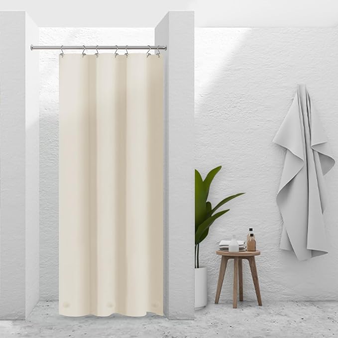 Barossa Design Beige Stall Shower Curtain Liner 36" W x 72" H - Waterproof PEVA Plastic Shower Liner for Small Bathroom Stall, Lightweight Bath Curtain with 3 Magnets & Metal Grommets - Beige
