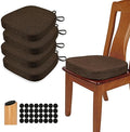BUYUE Thickened 2.5" Dining Chair Cushions Set of 4, U-Shape High Density Foam Comfortable Chair Pads for Kitchen, Slip Resistant Indoor Seat Cushions (4 PCS, Chocolate)