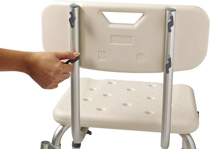 Medline Shower Chair for Elderly, Adults &Disabled, Aluminum-Heavy Duty Shower Seat with Padded Arms &Back for Inside Shower,Adjustable Height Bath Stool for Bathtub, 350 lb,Slip Resistant (Pack of 2)