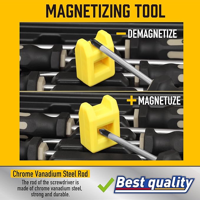 Magnetic Screwdrivers Set with Case, Amartisan 72-piece Includs Slotted, Phillips, Hex, Square, Pozidriv,Torx Bits and Insulated Screwdriver Set (1000V), Tools for Men