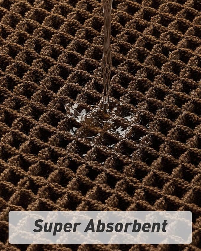 AMOAMI Upgraded Waffle Bath Mat, Super Absorbent Non Slip Bath Mats for Bathroom Floor, Machine Washable Bathroom Rugs with Tassels, Rubber Backed Bathroom Mats, Ultra Soft, 18" x 30",Terracotta