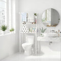 UDEAR 3-Tier Over The Toilet Rack,Bathroom Shelf Space Saver,Corner Stand Storage Organizer Accessories,the Washing Machine,with Hanging Rod,Tower Shelf,White