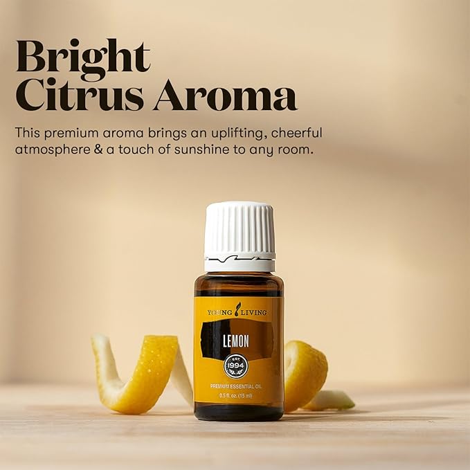 Young Living Lemon Essential Oil 15ml – 100% Pure Citrus Essential Oil for Diffuser, Aromatherapy, Natural Lemon Oil for Daily Use
