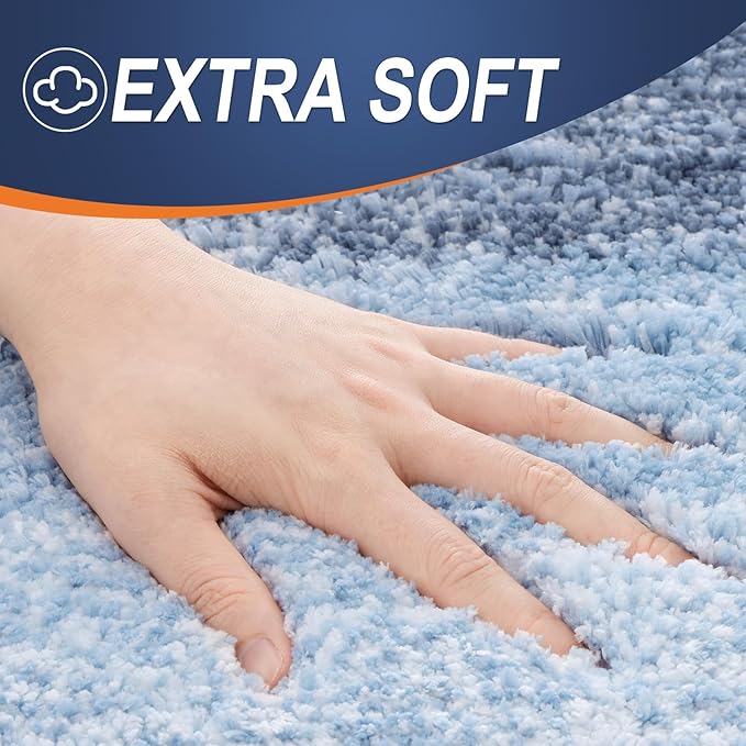OLANLY Bathroom Runner Rugs Mat 44x24, Extra Soft Absorbent Microfiber Bath Rugs, Rubber Backing, Quick Dry, Washable Long Bath Mats for Bathroom Floor, Tub and Shower, Home Decor Accessories, Blue