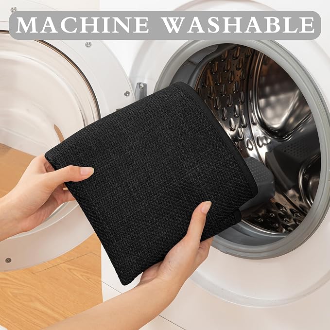 YIHOUSE Black Bathroom Rug Set, 2 Piece, 17"x24" + 17"x32", Non-Slip, Quick Dry, Machine Washable, Rustic Style