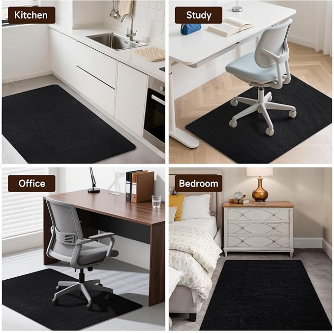 Black Office Chair Mat, Durable Desk Chair Mats for Hardwood Floor & Tiles, Under Rolling Chairs for Easy Glide and Protection (36" X 47")