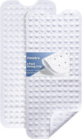 Yimobra 2-Pack Non Slip Bathtub Mat 40 x 16 Inch, Extra Long Shower Mat with Drain Holes, Machine Washable Baby Bath Mats, Strong Suction Cups for Bathroom Floor, White