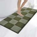 anllugs Bathroom Rugs 24" x 60", Non-Slip Extra Soft Absorbent Bath Rugs, Machine Washable Quick Dry Bath Mats for Bathroom Floor, Shower, Bathtub and Sink, Checkered Budding Green & Sage Green