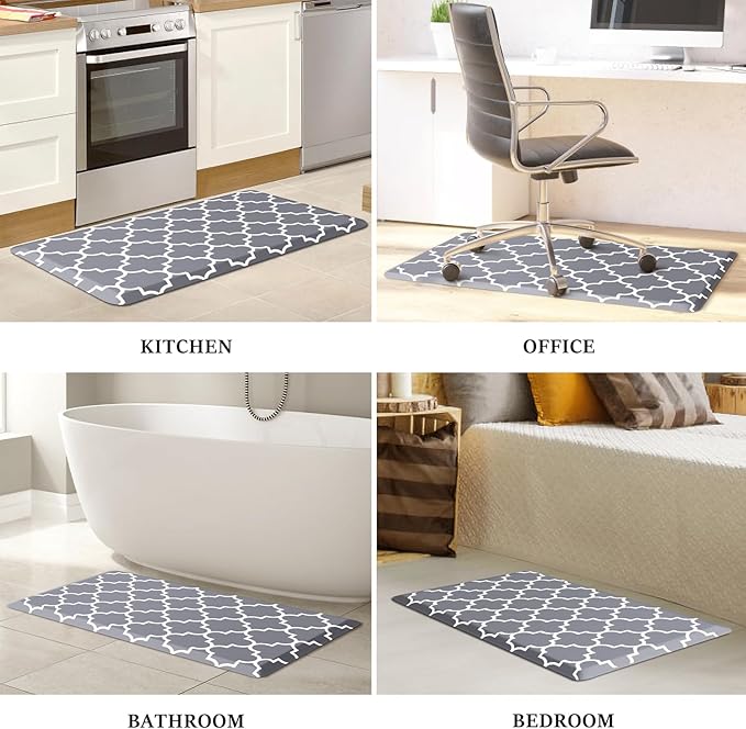 WISELIFE Anti Fatigue Floor Mat - 4/5 Inch Thick Kitchen Mat Non Slip Waterproof Heavy Duty Ergonomic Comfort Mat Durable for Home, Office, Sink, Laundry,(20" x 39", Grey)