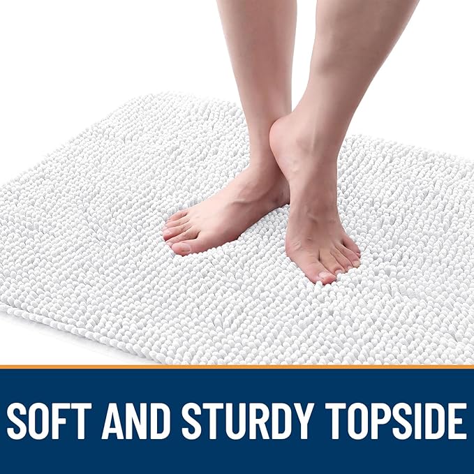 OLANLY Dog Door Mat for Muddy Paws 32x20, Absorbs Moisture and Dirt, Absorbent Non-Slip Washable Doormat, Quick Dry Chenille Mud Mat for Dogs, Entry Indoor Entryway Carpet for Inside Floor, White