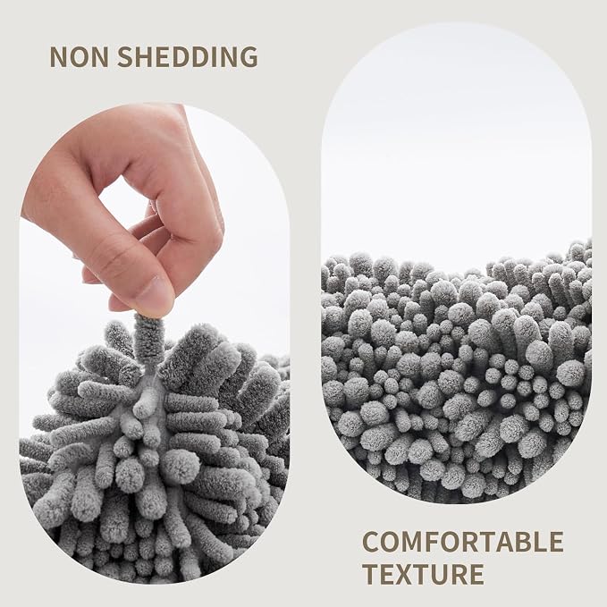 Bathroom Rugs Non Slip Washable 36x24, Extra Thick Soft Chenille Absorbent Bath Mat, High Density Barrier Non Slip Backing, Quick Dry Plush Shaggy Floor Carpet for Tub&Shower, Grey