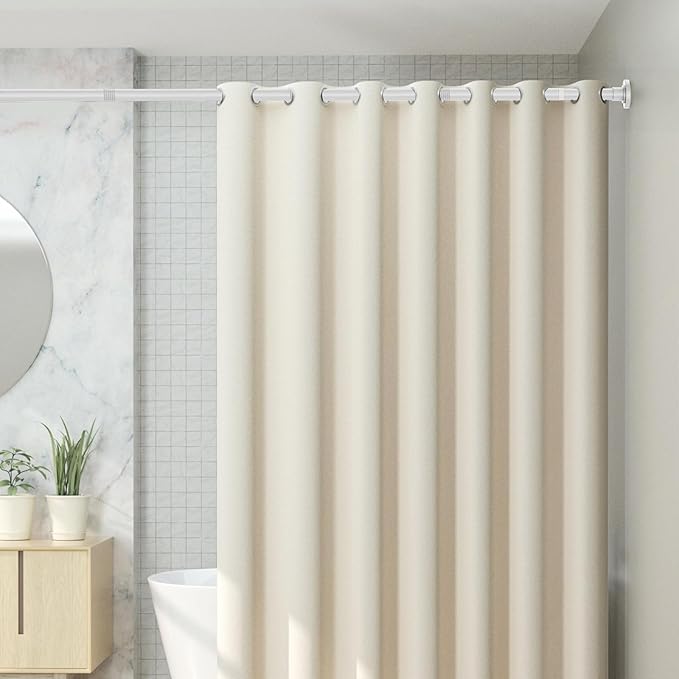 CorkLatta White Shower Curtain Rod 31 to 104 Inch,1 Inch Diameter Adjustable Spring Tension Curtain Rod No Drilling Stainless Steel Telescoping Rod,No Rust
