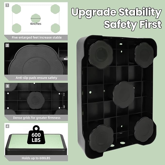 Noctilucent Step Stool for Seniors Adults, Adjustable Bed Step Stools, 600 LBS Capacity Non-Slip Safety Step Platform Indoor and Outdoor for Adults, Step Stools Elderly Assistance at Night