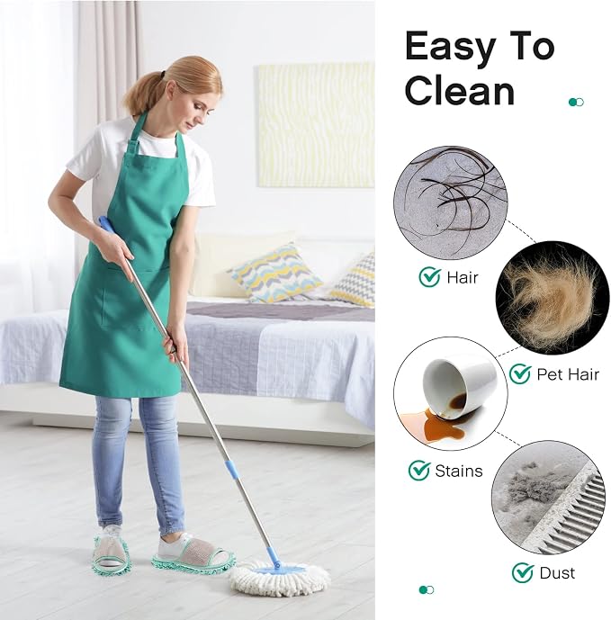 Jecery 2 Pairs Microfiber Cleaning Mop Slippers for Floor Cleaning House Mop Shoes Men and Women Washable Unisex Dusting Slippers Dirt Tool Supplies(Medium,Green, Coffee)