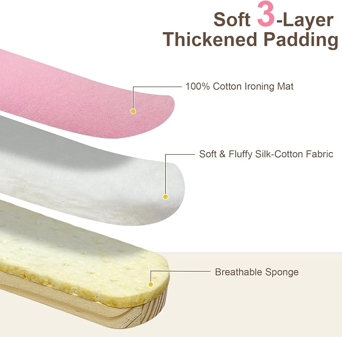 Tailor Sleeve Ironing Stool, Padded Chest & Sleeve Ironing Board Long with Wooden Base, Pressing Board for Household Tools, Tailor Dress Forms, Sewing and Tailoring Studio, Pink