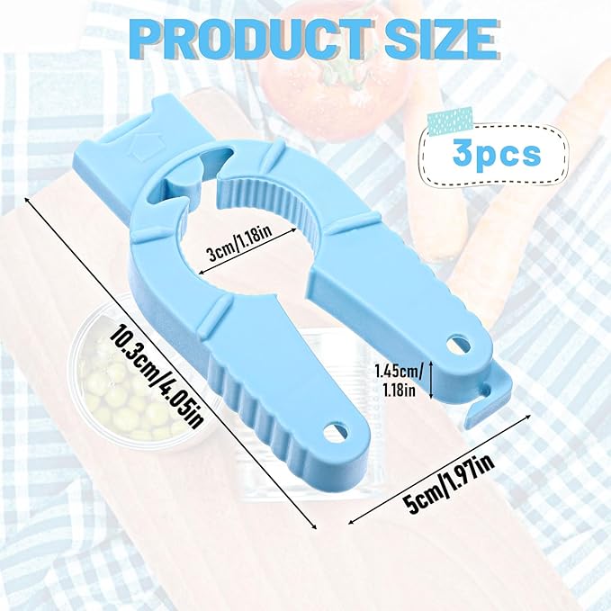 Ymapinc 3pcs Multi Function Bottle Openers, Plastic Bottle Opener, Water Bottle Openers for Seniors, Jar Opener, Bottle Cap Opener, Blue, Easy Grip for Arthritic Hands, Elderly, Weak Hands