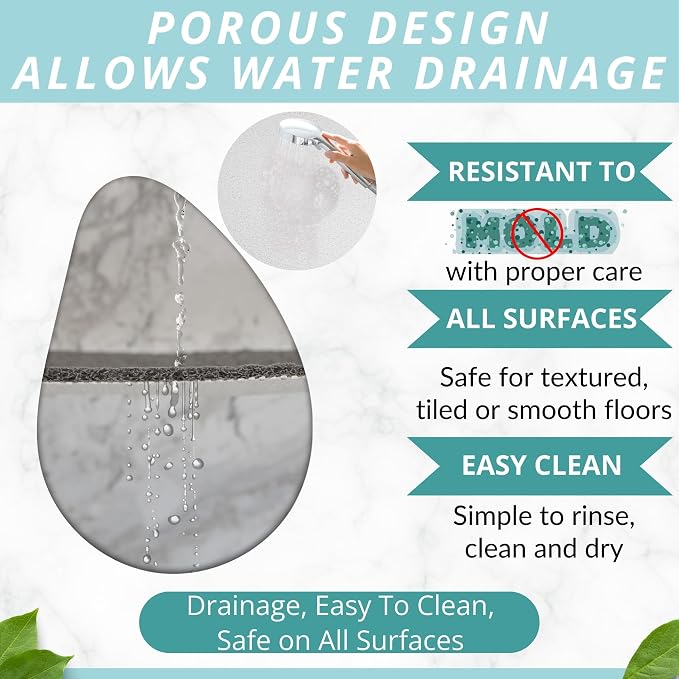 ENKOSI Loofah Non-Slip Shower and Bath Mat - Soft Cushioned Comfort - No Suction Cups for Smooth or Textured Tubs - Fast Draining - Safety for Bathroom, Family, Kids, and Elderly (24x16 White)