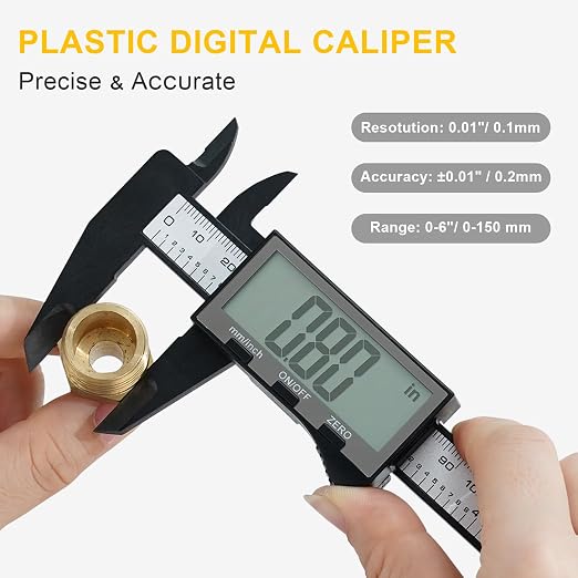 Digital Caliper, Sangabery Dial Caliper 6 Inch with Extra-Large LCD Screen, Plastic Vernier Calipers Measuring Tool, Electronic Ruler, Inch & Millimeter Conversion, Use for Jewelry, Industrial, DIY
