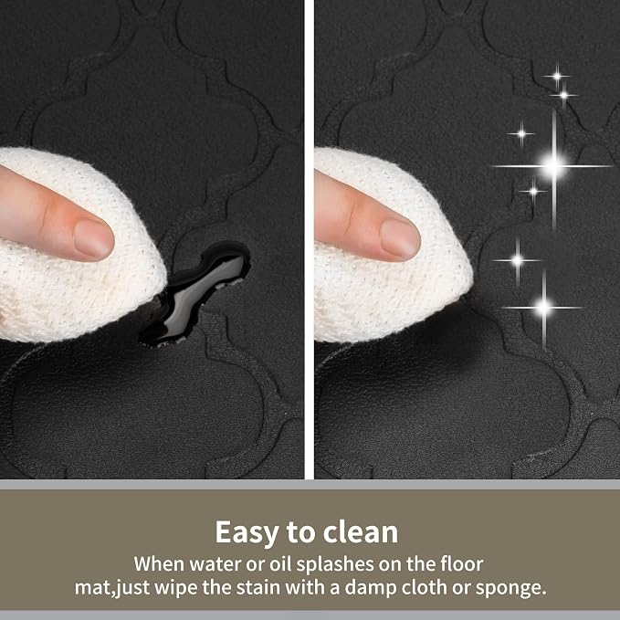 24 x 60 Inch Extra Support Anti Fatigue Comfort Kitchen Mat, Waterproof Long Kitchen Runner, Non-Slip Standing Desk Mat, Commercial Pads for Offices, Home, Garages (Barcelona Black, 24'' x 60'')