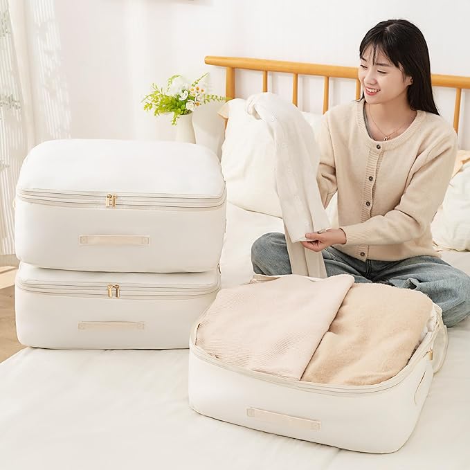 Ultra Space Saving Self Compression Organizer, Comforter Storage Bag for Clothes, Blankets, Pillows, Duvet, Comforters, Bedding Sets and Much More (Gray,X-L - 54 * 42 * 60cm)