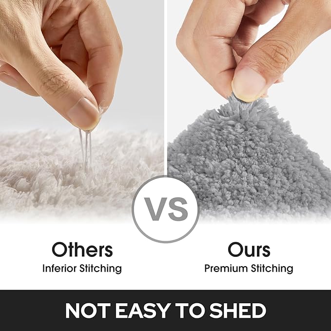 HOMEIDEAS Bathroom Rugs Sets 2 Piece, Super Soft and Absorbent Non Slip Microfiber Machine Washable Bath Mat Set (20" x 32" + 16" x 24", Grey)