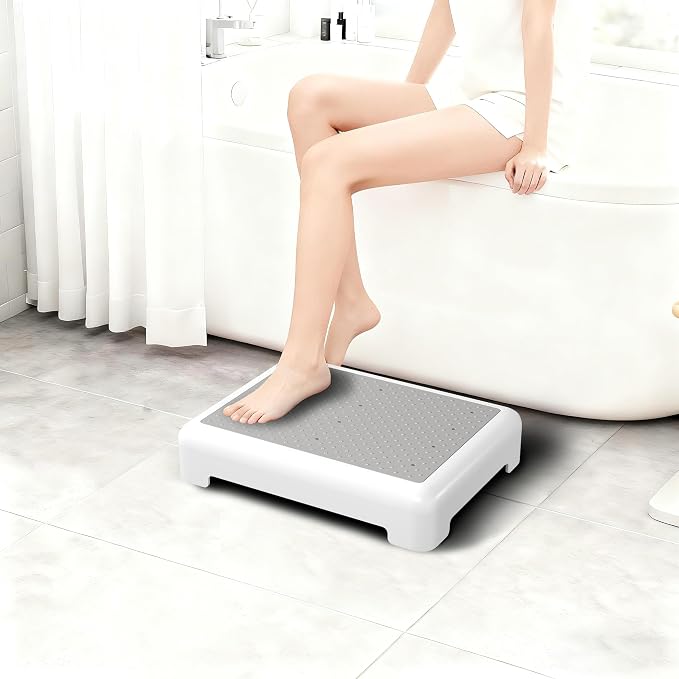 Mobility One Step Stool for Adult Elderly, Non-Slip Heavy Duty Indoor Outdoor Step Platform Assistive Device, Portable Riser for Car, Bed, Door, Stair, Bathroom, Black-Gray, White-Gray