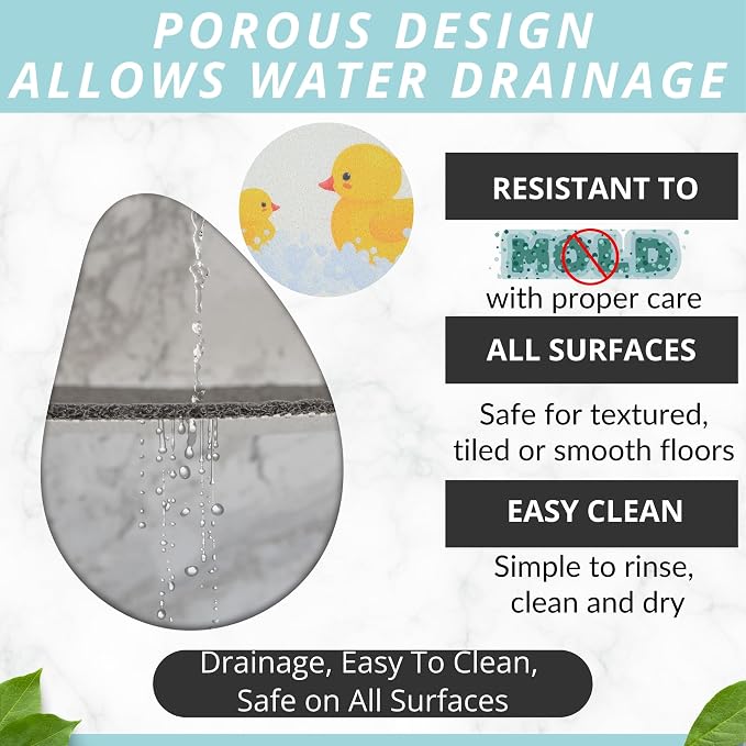 Anti Slip Shower Mat - Non Slip Shower Mats for Inside Shower - Large 47x24 Loofah Shower Floor Mat Non Slip - Bath Mat for Shower - Secure Mat Without Suction Cups (47x24 Duck)
