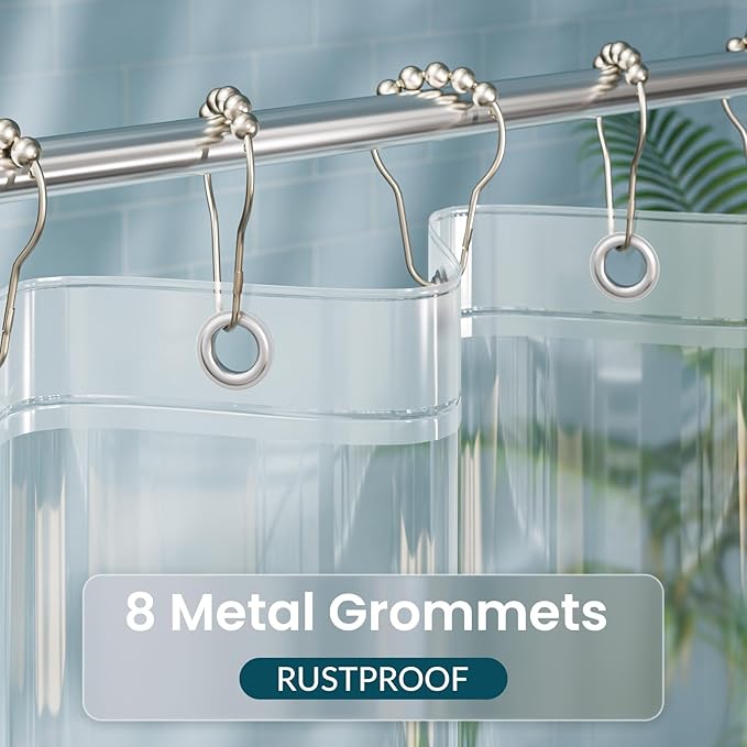 Titanker Stall Shower Curtain Liner 48x72, Clear Lightweight PEVA Shower Curtains for Bathroom, Waterproof Single Shower Liner with 2 Magnets and Rustproof Grommet Holes