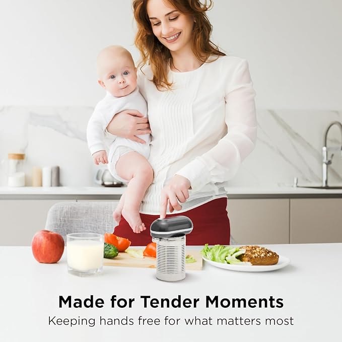 Kitchen Mama Mini Plus Rechargeable Electric Can Opener: USB-C Charging, Hands-Free, Auto Stop, Compact, Cordless, Smooth Edge - Perfect for Seniors with Arthritis, Home, and Travel (Metal Gray)