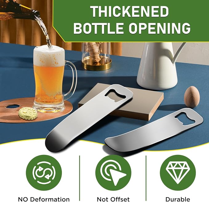 2 PCS Stainless Steel Beer Bottle Opener, Soda Can Opener, Beer Can Opener, Water Bottle Opener, Perfect Bar Accessory for Beer Lovers, Great Gift Idea
