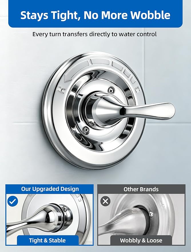 RP48717 Shower Handle Kit Replacement for Delta 13 14 1300 1400 Series, Shower Knob Replacement, Chrome Lever
