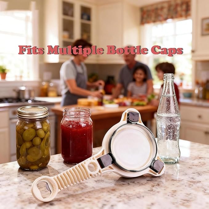 Jar Opener for Weak Hands & Seniors with Arthritis, Adjustable Lid Remover for Bottles, Easy Grip Can Opener Manual
