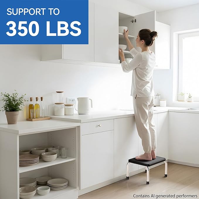 Loyoda Step Stool, Heavy-Duty Steel Legs, 350 lb Capacity, Comfortable Non-Slip Rubber seat Cushion, Non-Slip Rubber feet，Anti-Skid Bathroom Stool for Children, Elderly, Kitchen, Home Use