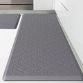 Kitchen Mats for Floor 2 Piece - Anti Fatigue Mats for Kitchen Floor - Non Slip Cushioned Rugs for Standing, Office, Sink, Laundry, Grey