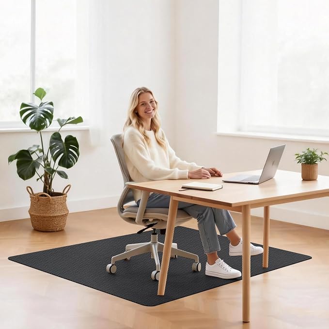 Sycoodeal Chair Mat, 48" x 55" Office Chair Mat for Hardwood and Tile Floor, Heavy Duty Floor Protector for Rolling Chairs, Non-Slip,Computer Mat for Home Office(Grey)