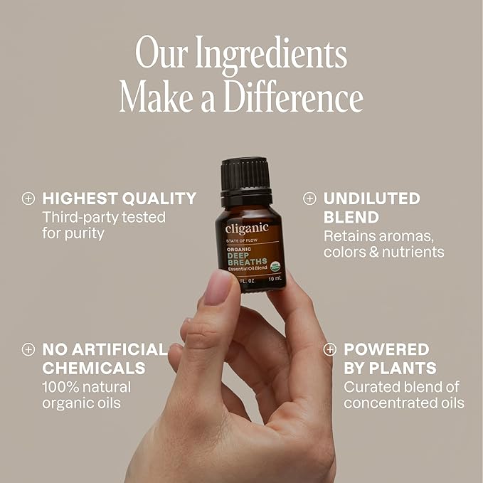 Cliganic Organic Essential Oils Blend - Deep Breaths - State of Flow (Packaging May Vary)