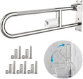 Toilet Grab Bar 32 Inch Chrome, Munzong Anti-Slip Handicap Grab Bars with Paper Holder, Flip-Up Bathroom Safety Rails, Stainless Steel Knurled Support handrails for Seniors Elderly Disabled Pregnant