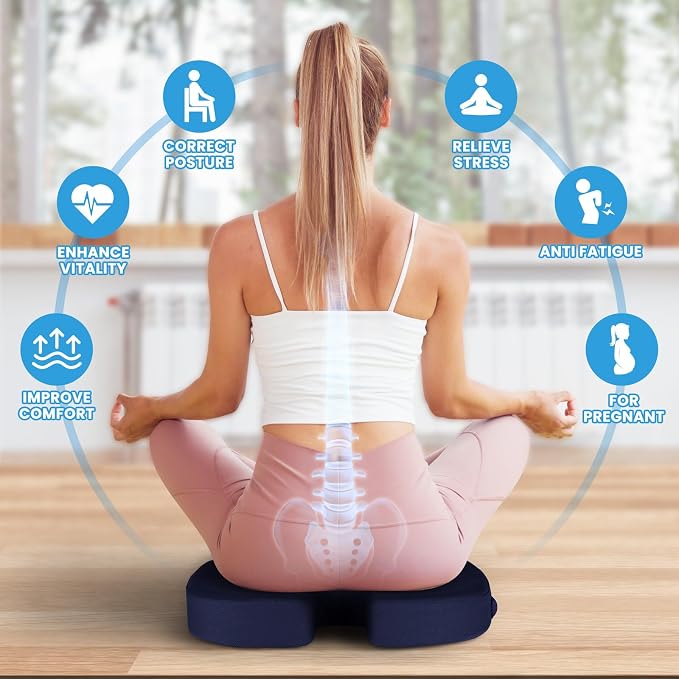 TushGuard Seat Cushion, Office Chair Cushions, Car Seat Cushion, Non-Slip Sciatica & Back Coccyx Tailbone Pain Relief Chair Pad, Memory Foam Butt Pillow for Computer Desk, Office Chair(Blue, XXL)