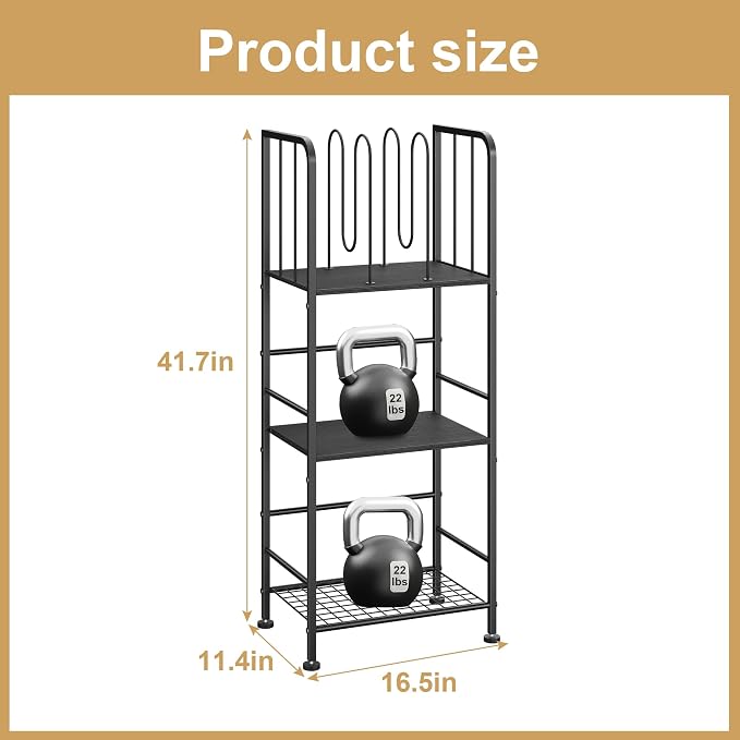 Towel Rack Free Standing 3-Tier M-Shaped Detachable Dividers, Durable Metal Holder, Pool Towel Rack, Space-Saving Towel Storage Organizer, Modern Bath Towel Shelf for Home, Poolside, Black