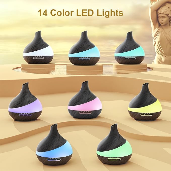 Essential Oil Diffuser for Women, 𝟓𝟎𝟎𝐦𝐥 Aromatherapy Diffuser:𝟏𝟒-𝐂𝐨𝐥𝐨𝐫 LED, Dual Mist 30/60ml/h, Remote Control, Auto Shut-Off, Hotel Spa Bedroom
