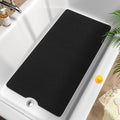 HITSLAM Non Slip Bathtub Mat 40 x 20 Inch, Extra Long Bath Mat for Tub, Soft PVC Loofah Shower Floor Mat with Drain, Quick Drying Bathroom Tub Mat for Wet Area, Without Suction Cup, Black