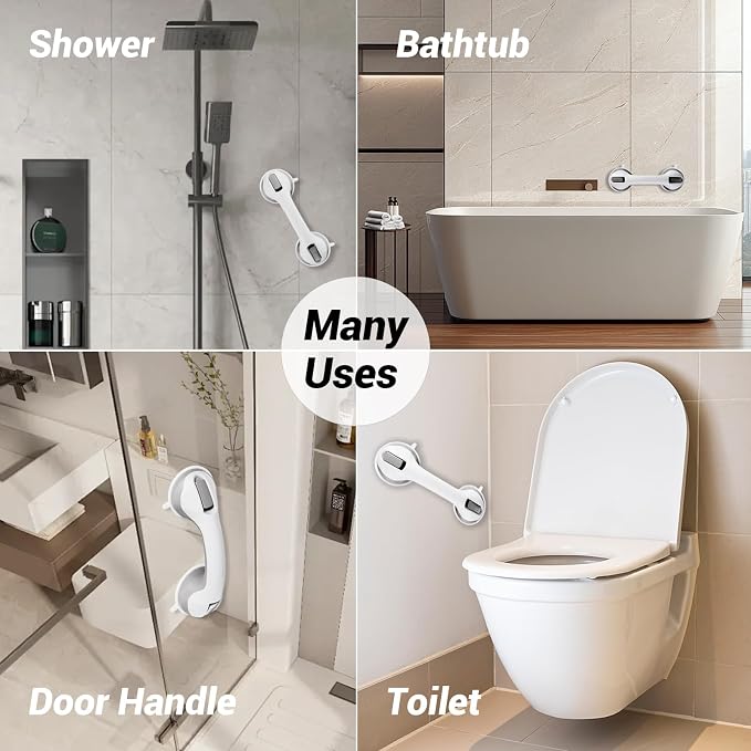 11" Grab Bars for Bathtubs and Showers, 2 Pack Shower Handle with Strong Suction, Safety Bars for Shower Chair, Bathroom Grab Bar for Senior
