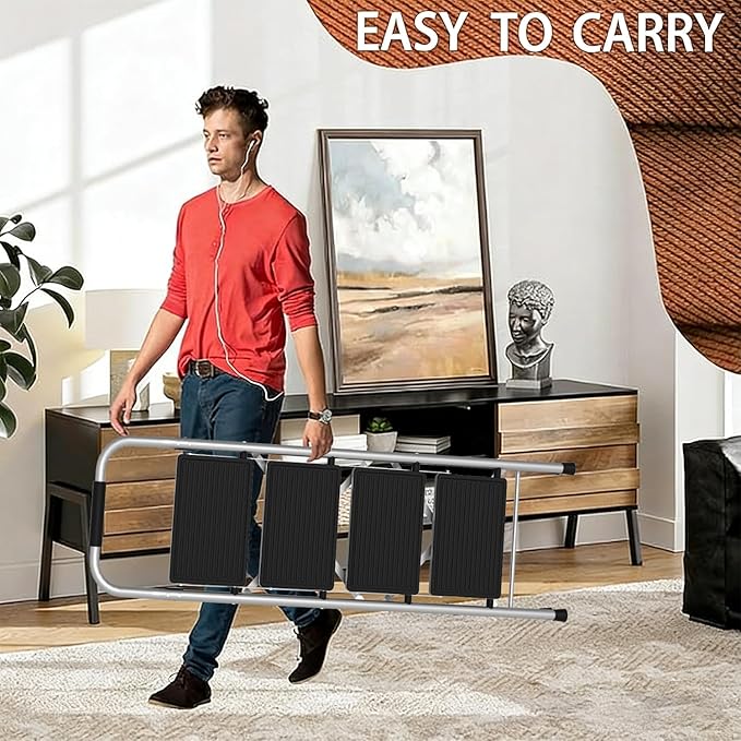 Step Stool for Adults,4 Step Ladder Folding 330lbs Anti Slip Step Ladder,Foldable Ergonomic Step Stool with Wide Pedal for Home, Kitchen, Office (Sliver)