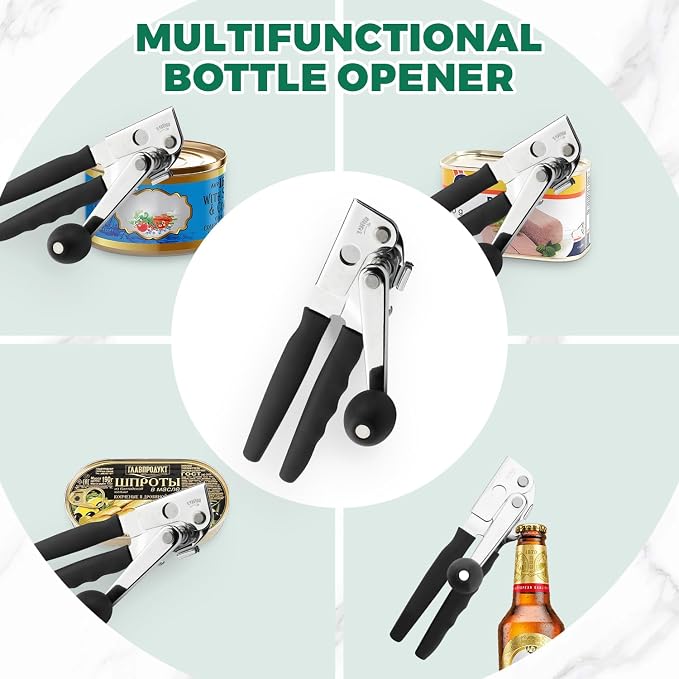 Manual Can Opener Heavy Duty Stainless Steel Commercial Can Opener Handheld Smooth Edge for Seniors for Kitchen Restaurant for Big Cans