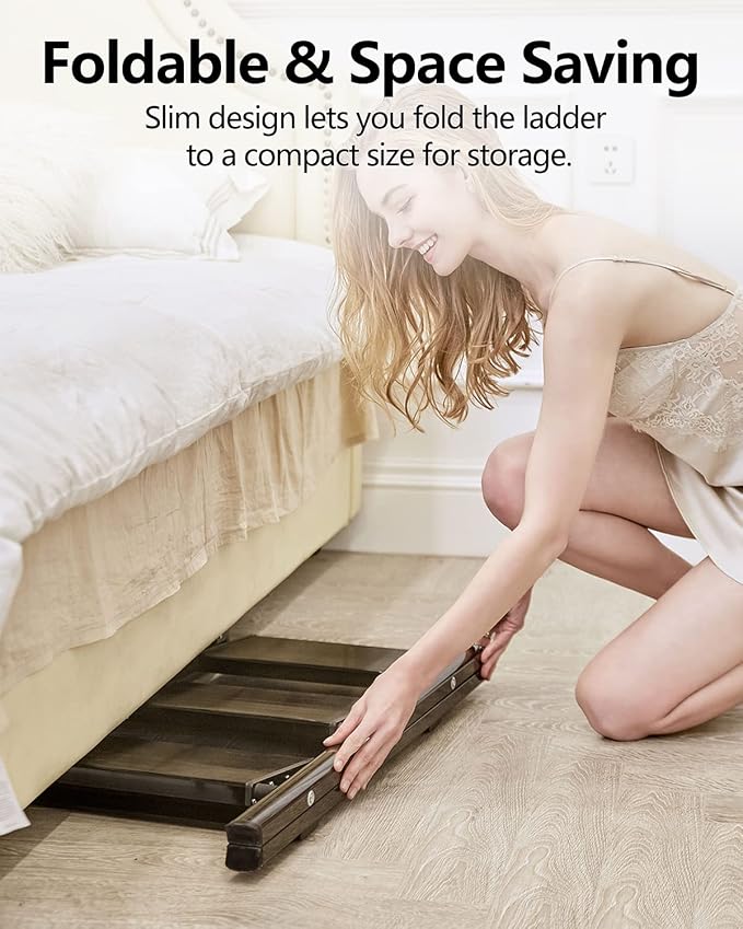 SOLADDER Step Ladder 3 Step Folding, Small Step Stool for Adults, Portable Anti-Slip Iron Stepladder with Wide Pedals for Home and Kitchen Use, Space Saving - Black (300 lbs)