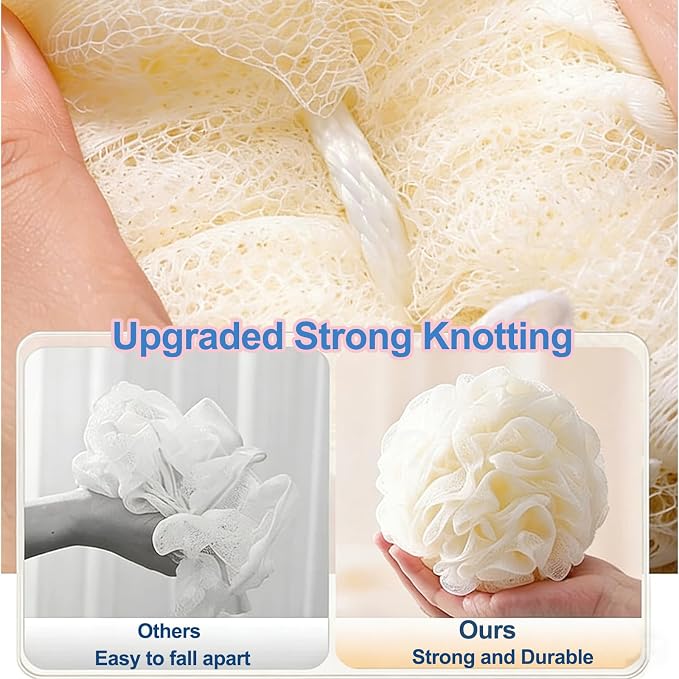 Loofah Sponge 4 Pack, 60G Soft Loofa Bath Sponges Luffa for Shower Women Men